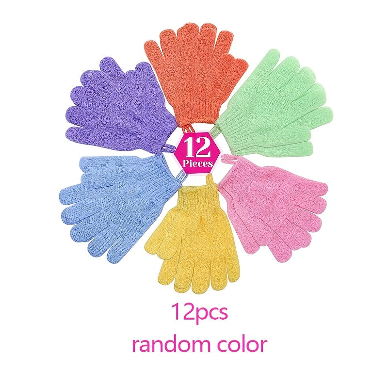 4pcs/8pcs/12pcs/20pcs Bathing Gloves, 100% Nylon Double-sided Exfoliating Gloves, Suitable for Beauty, Spa, Massage, Skin, Shower, Body Scrub, Bath Accessories, Also a Good Gift for Family Members, Random Color